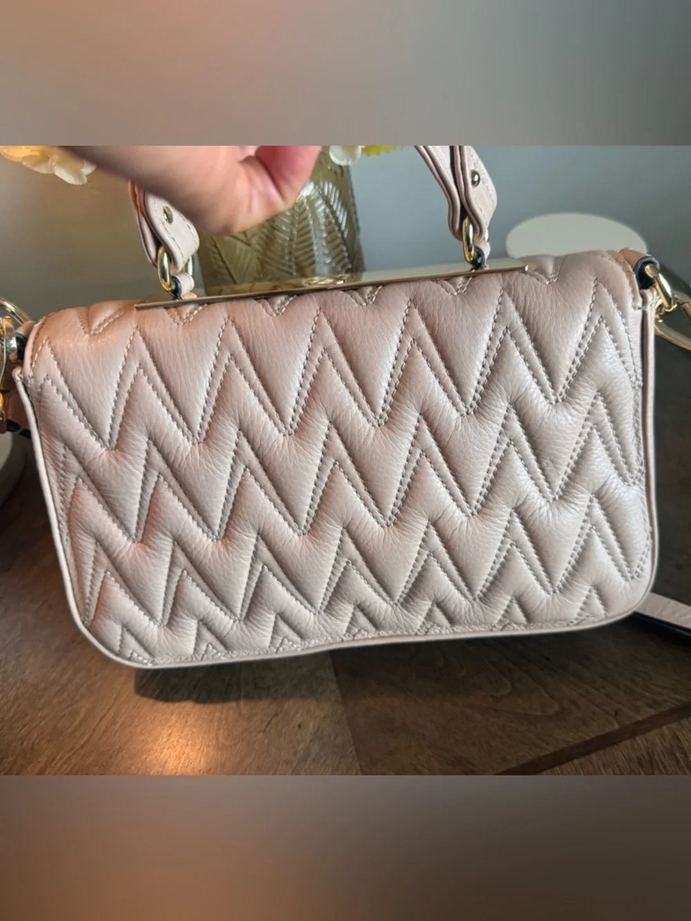 Mario Valentino Quilted Top-Handle Shoulder Bag in Blush Pink - Picture 2 of 11